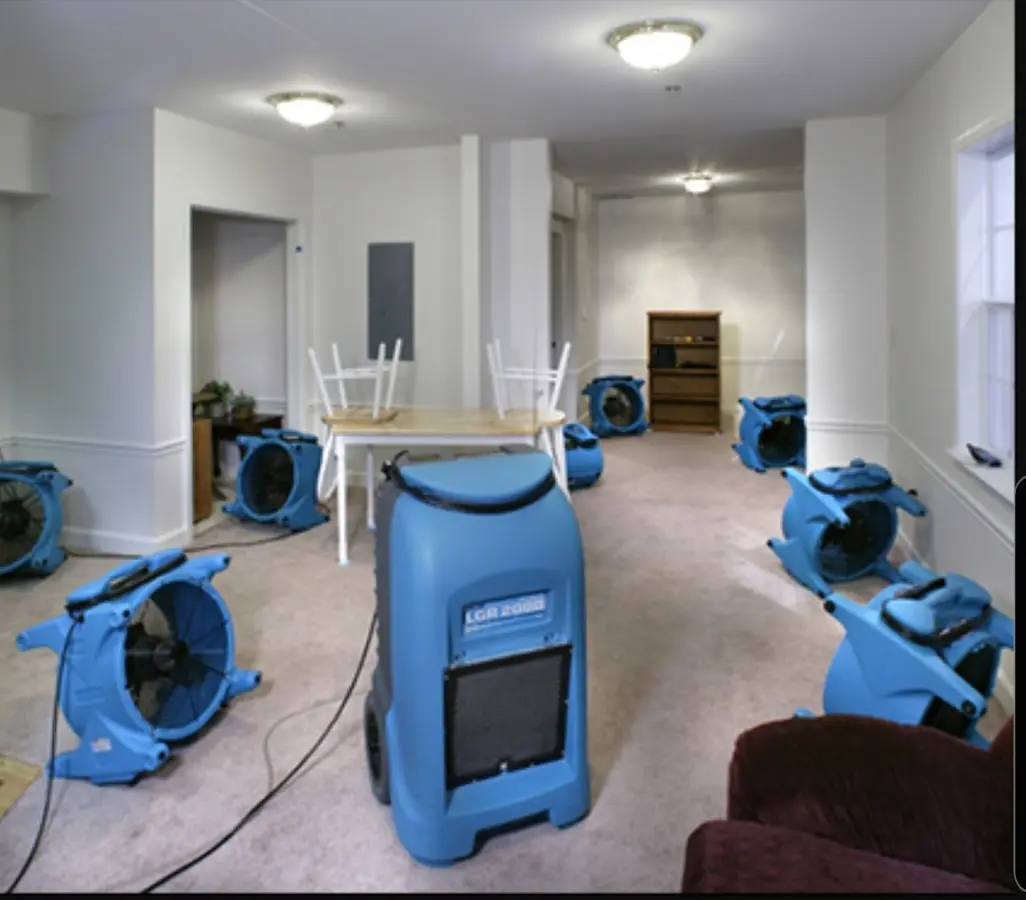 Air movers and dehumidifier setup for Water Extraction & Removal in Flatwoods